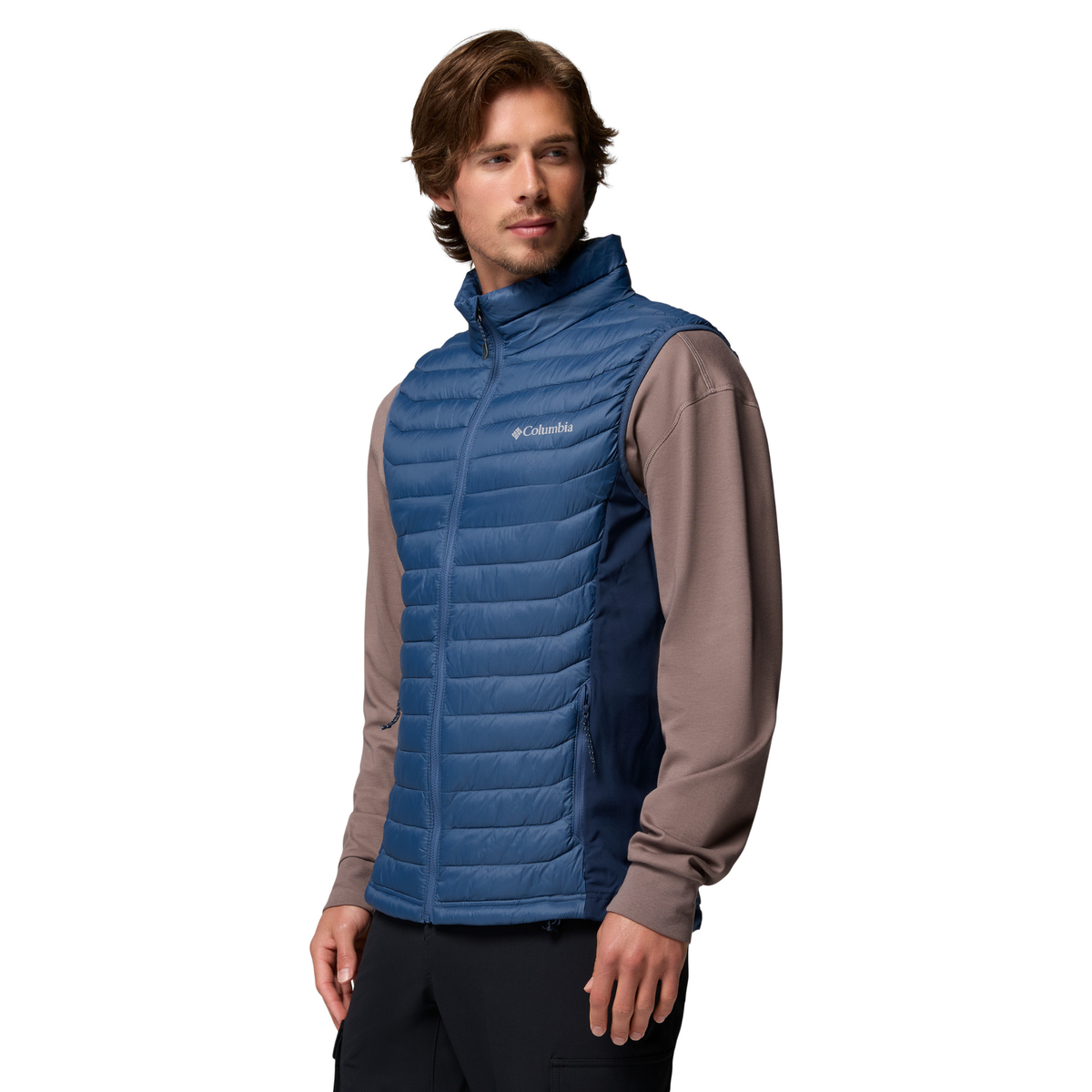 Columbia Men's Powder Pass Hybrid Puffer Body Warmer (Dark Mountain/Collegiate Navy)
