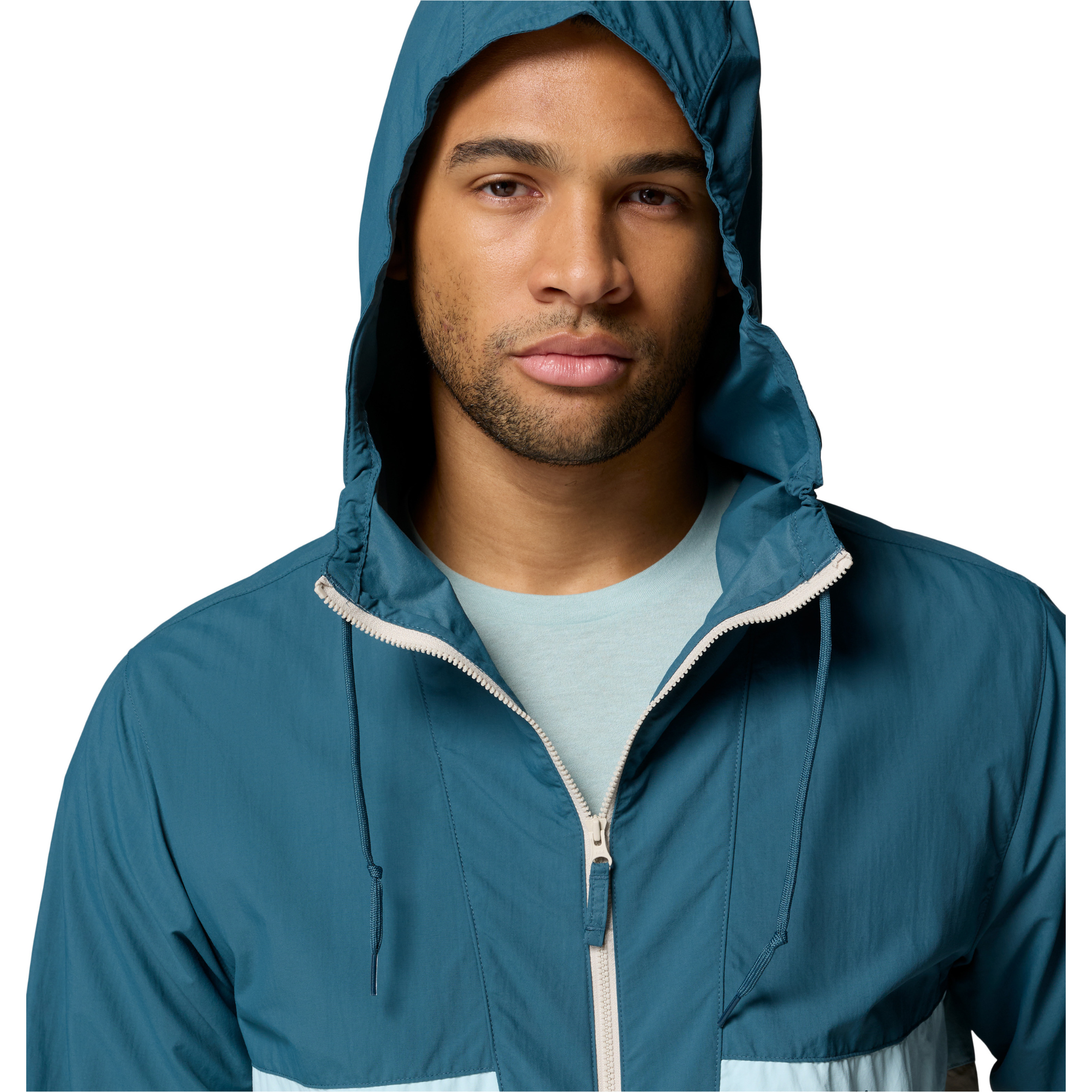 Columbia Men's Spire Valley Hooded UPF50 Windbreaker (Everblue/Dark Stone/Marine Light)