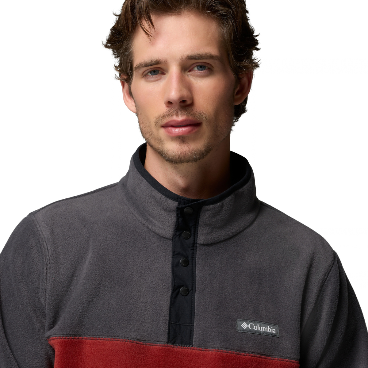 Columbia Men's Steens Mountain II Half Snap Fleece Top (Red Oxide/Shark)