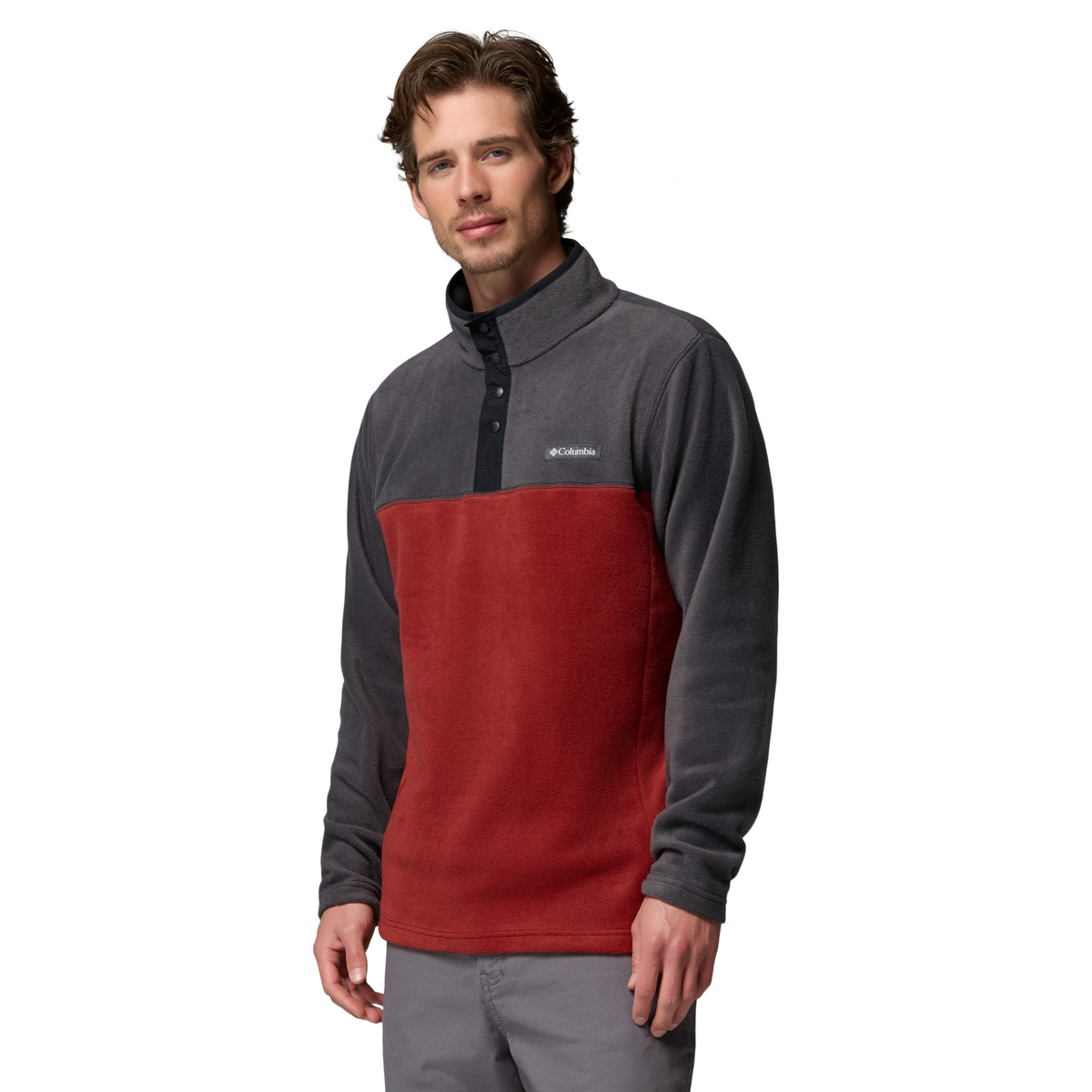 Columbia Men's Steens Mountain II Half Snap Fleece Top (Red Oxide/Shark)