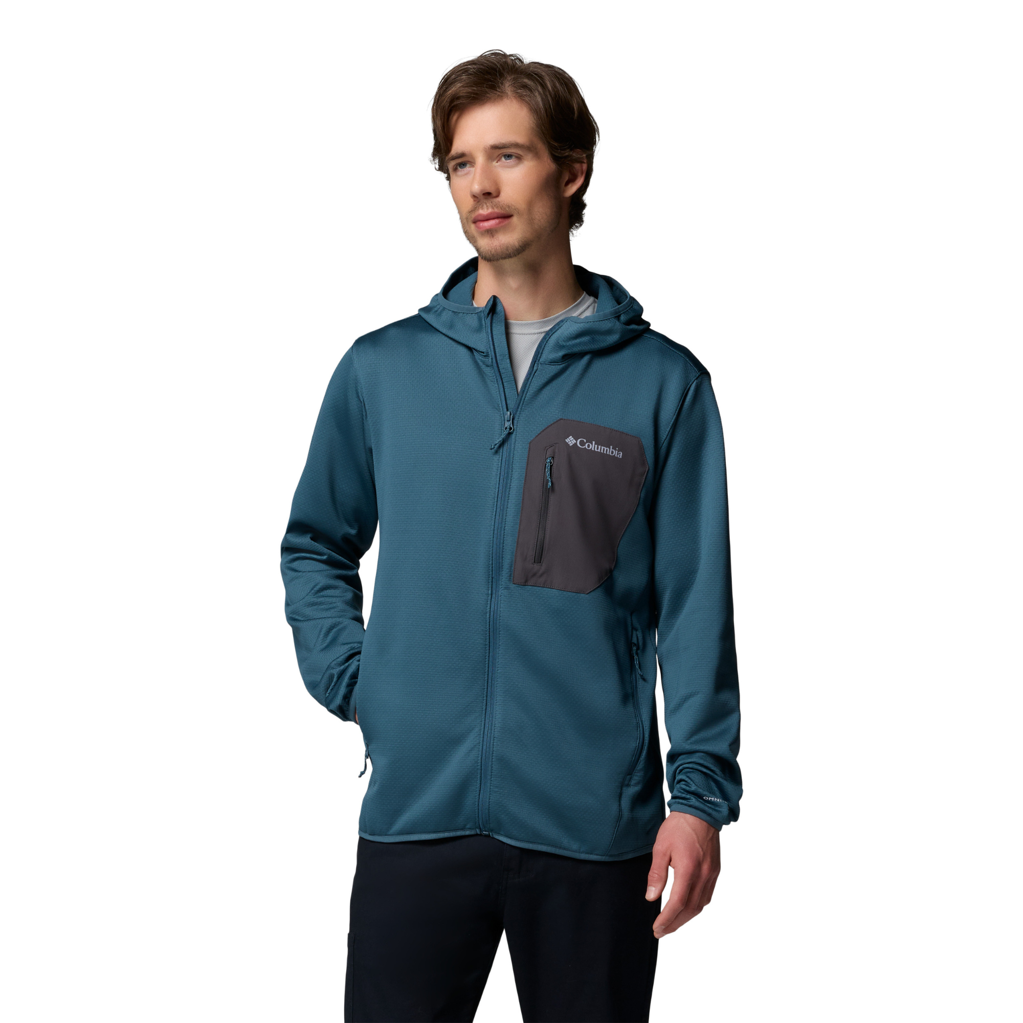 Columbia Men's Tall Heights Grid Hooded Full Zip Fleece (Everblue/Shark)