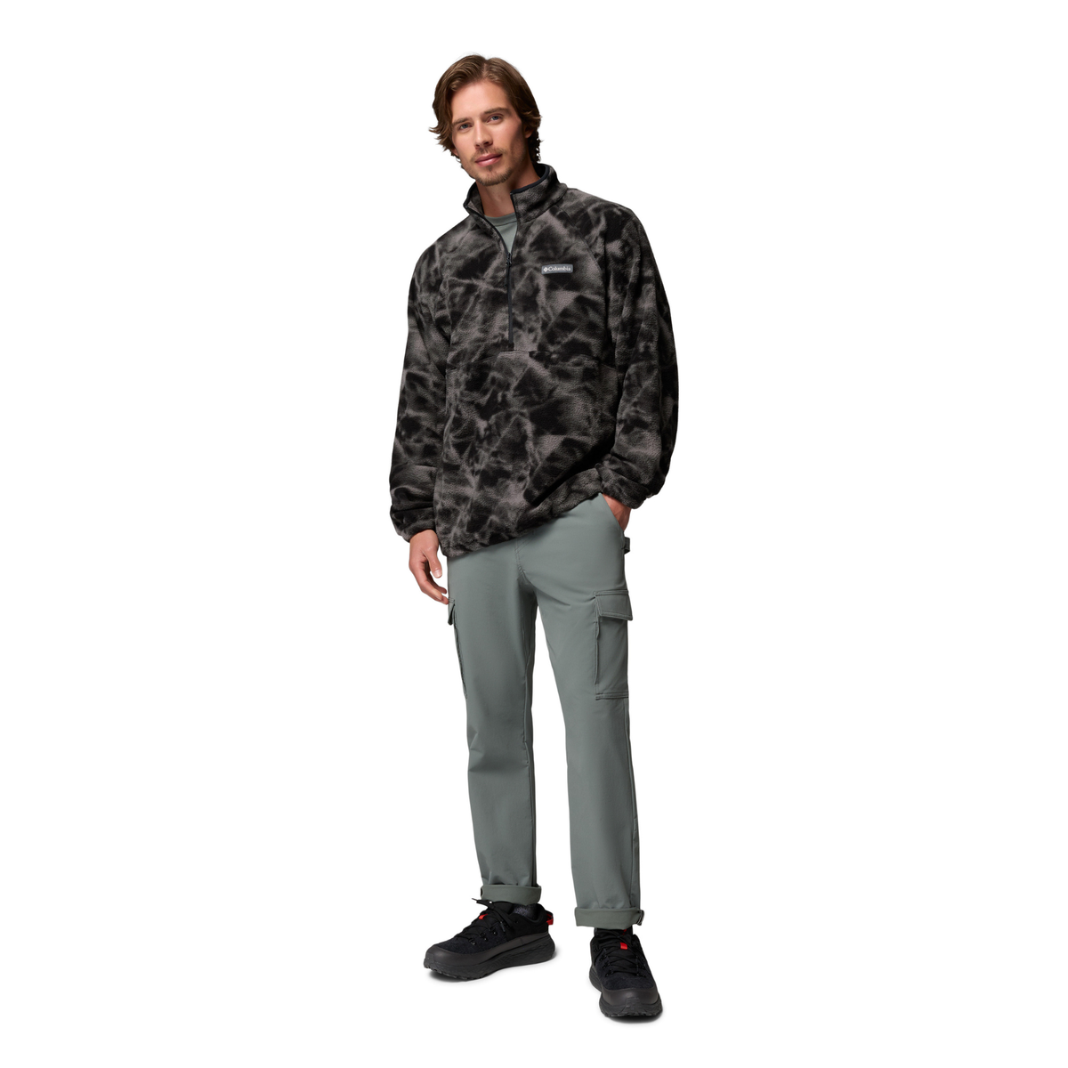 Columbia Men's Timber Crest MTR Printed Half Zip Fleece Top Black Icypeaks 010 2173561