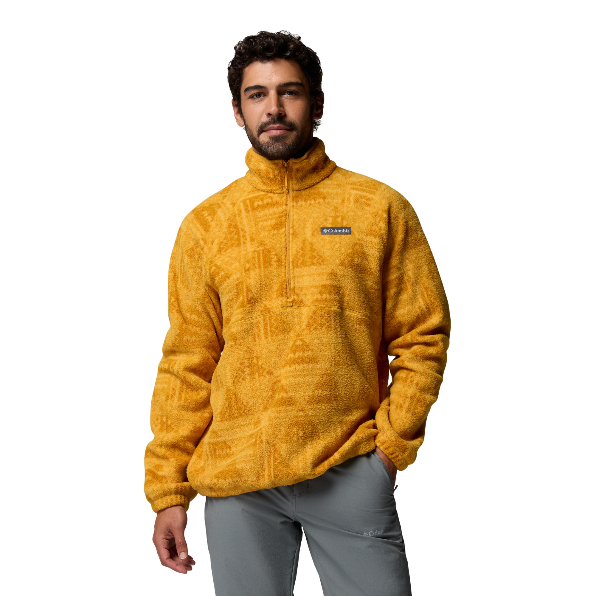 Columbia Men's Timber Crest MTR Printed Half Zip Fleece Top Squash Geomix Tonal 735 2173561