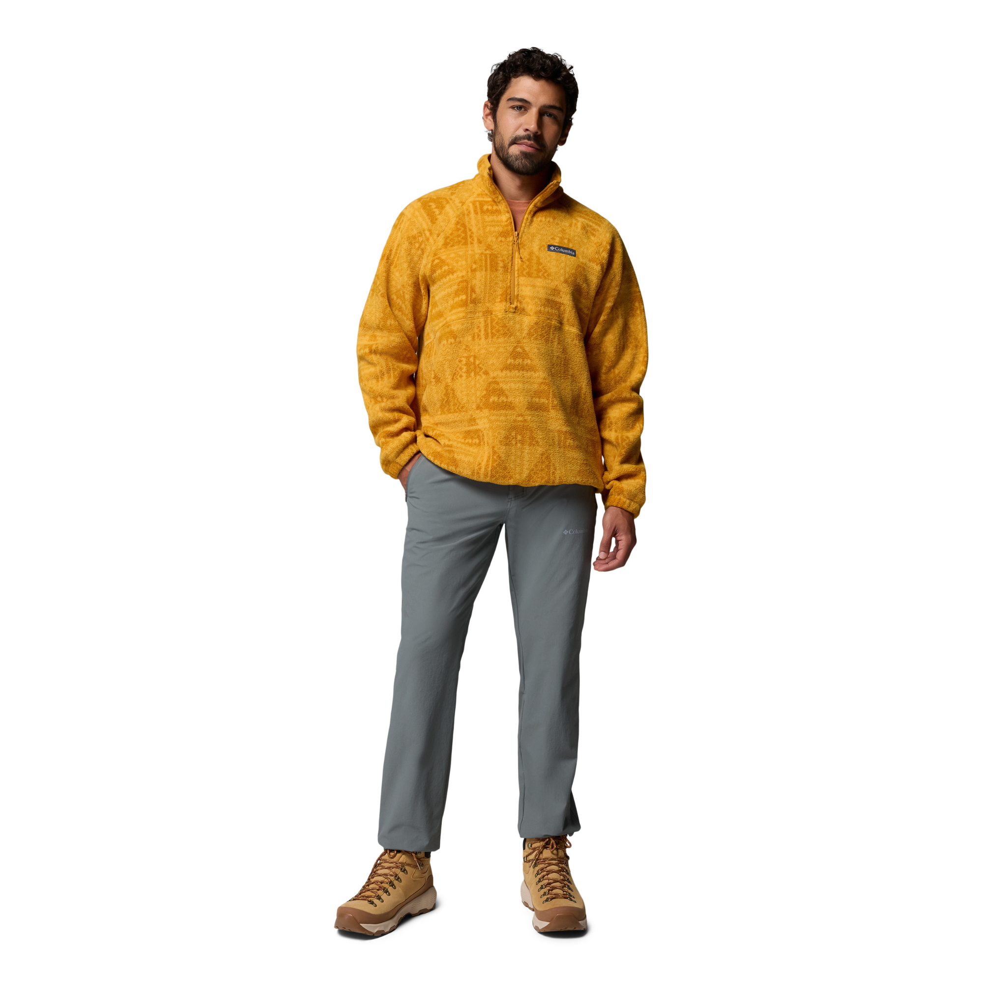 Columbia Men's Timber Crest MTR Printed Half Zip Fleece Top Squash Geomix Tonal 735 2173561