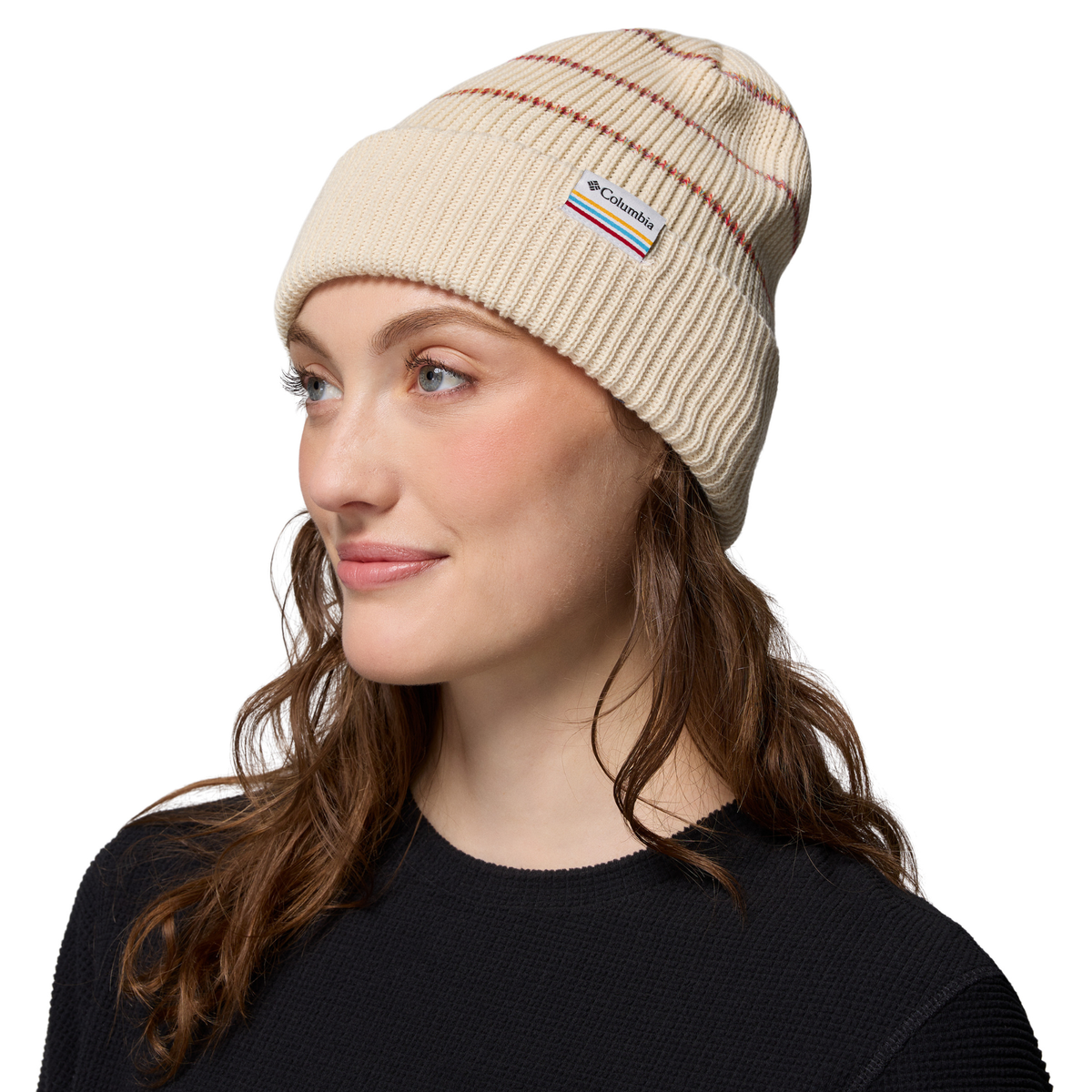Columbia Unisex Lost Lager II Recycled Beanie Hat Chalk Rainbow Stripes Columbia Label 193 1975921