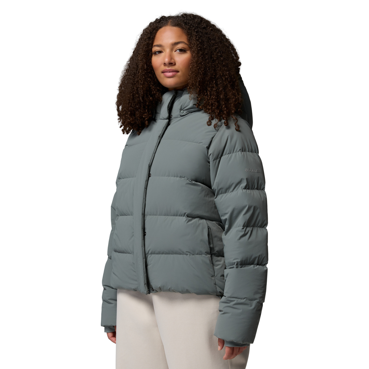 Columbia Women's Amaze Puff Hooded Down Insulated Jacket (Sedona Sage)