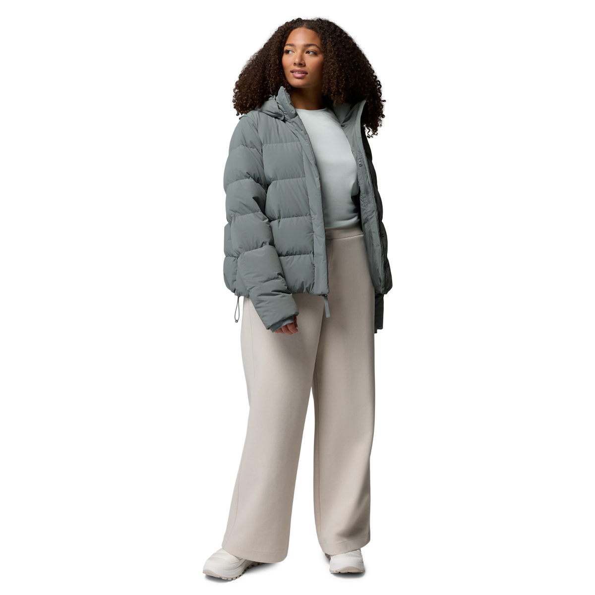Columbia Women's Amaze Puff Hooded Down Insulated Jacket (Sedona Sage)