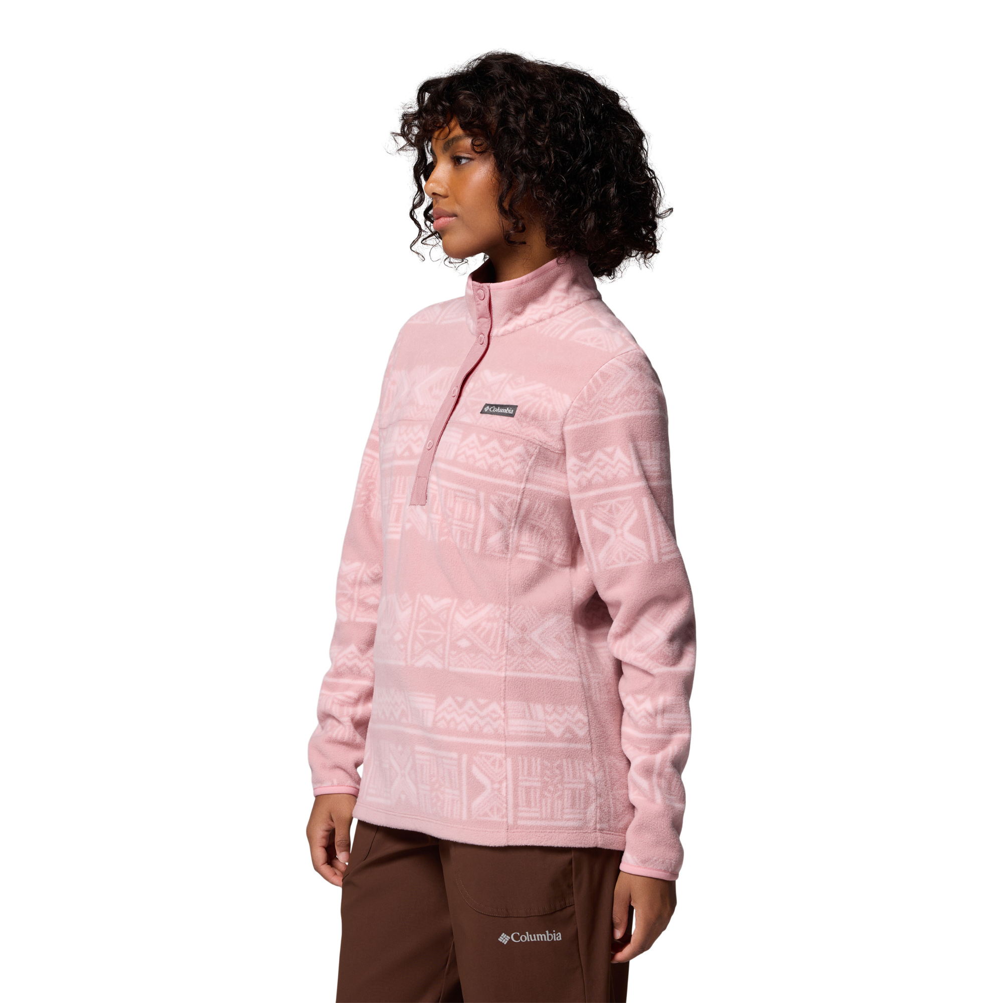 Columbia Women's Benton Springs Printed Half Snap Fleece (Eraser Pink Deschutes Days)