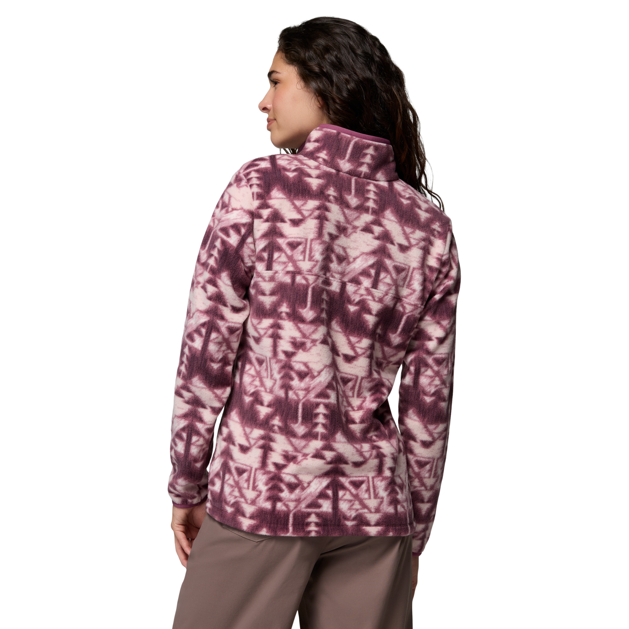 Columbia Women's Benton Springs Printed Half Snap Fleece Top Antique Mauve Sketchup 551 2085611