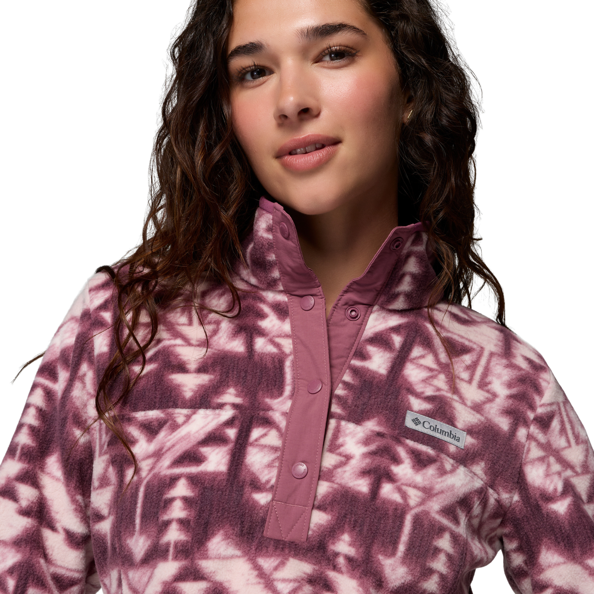Columbia Women's Benton Springs Printed Half Snap Fleece Top Antique Mauve Sketchup 551 2085611