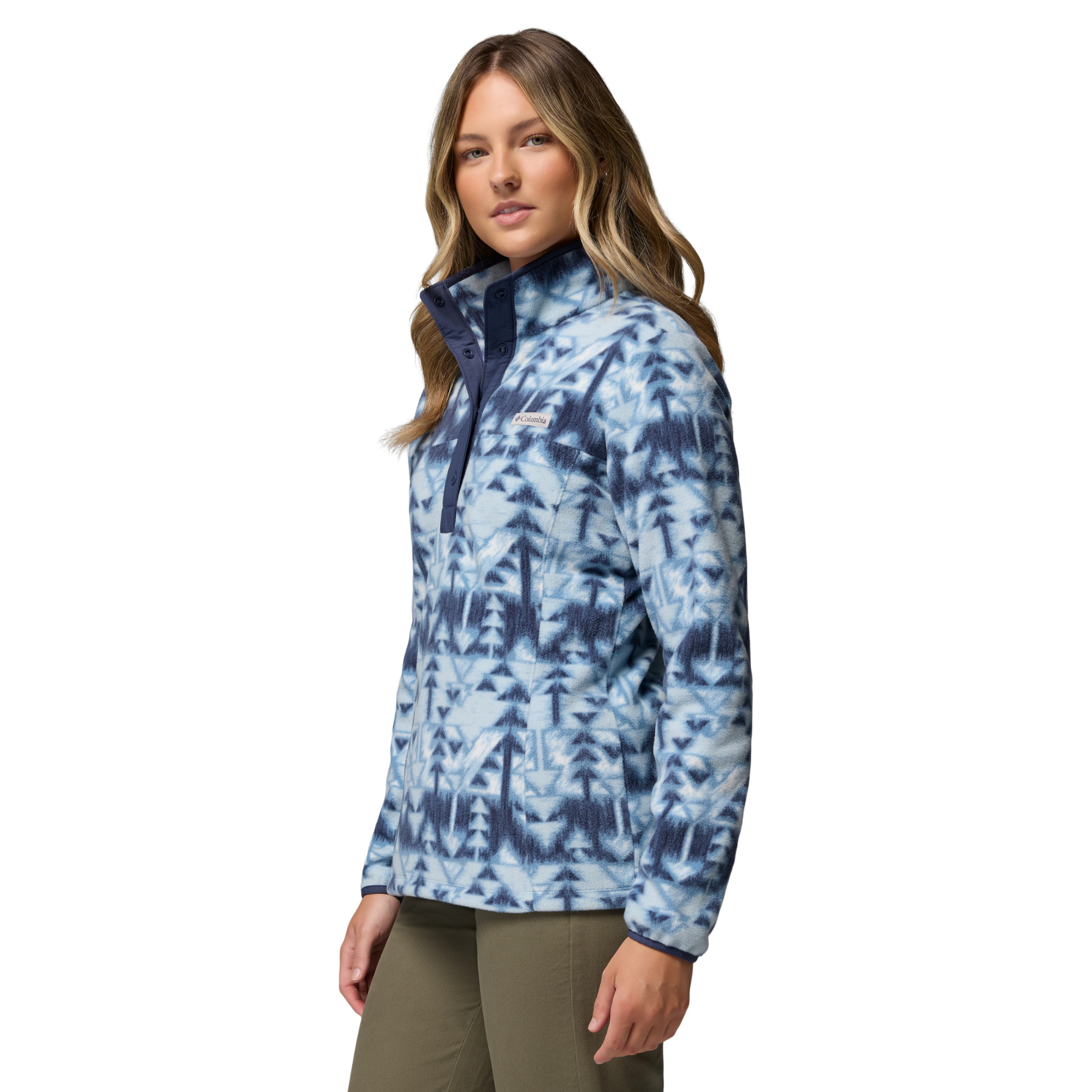 Columbia Women's Benton Springs Printed Half Snap Fleece Top Rainy Day Sketchup 447 2085611