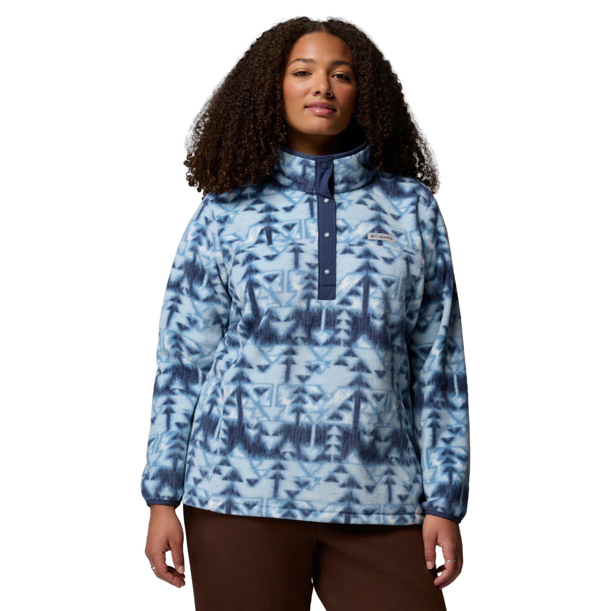 Columbia Women's Benton Springs Printed Half Snap Fleece Top Rainy Day Sketchup 447 2085611