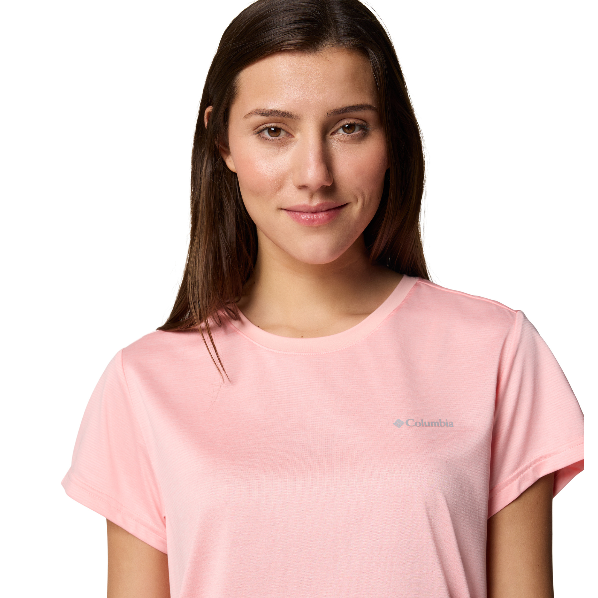 Columbia Women's BlueVista Hill Short Sleeve Technical Tee (Pink Sand Heather)