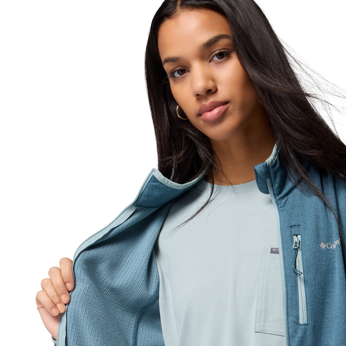 Columbia Women's Essential Hike Grid Full Zip Fleece (Everblue/Crushed Blue)