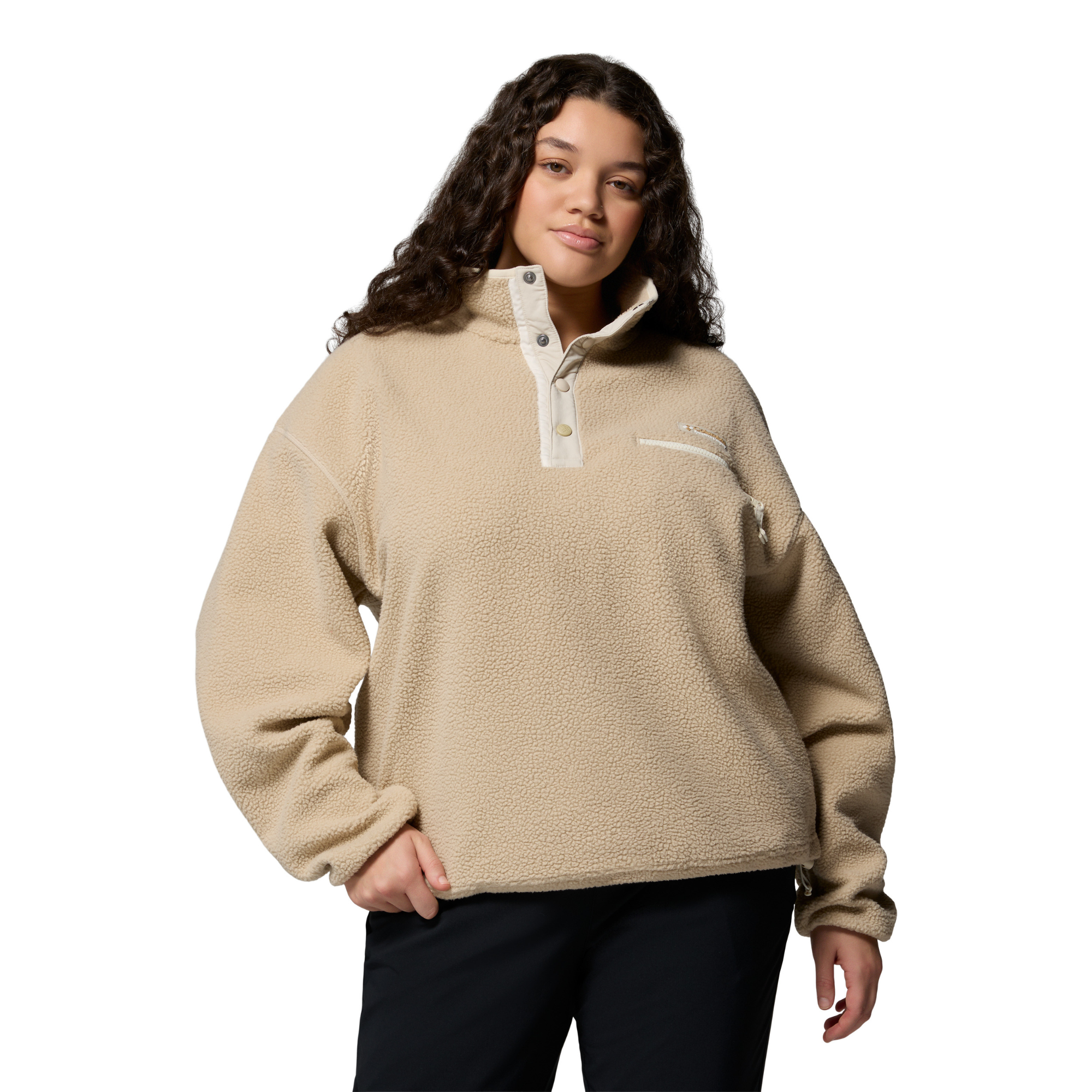 Columbia Women's Helvetia II Cropped Sherpa Half Snap Fleece (Ancient Fossil/Dark Stone/Chalk)