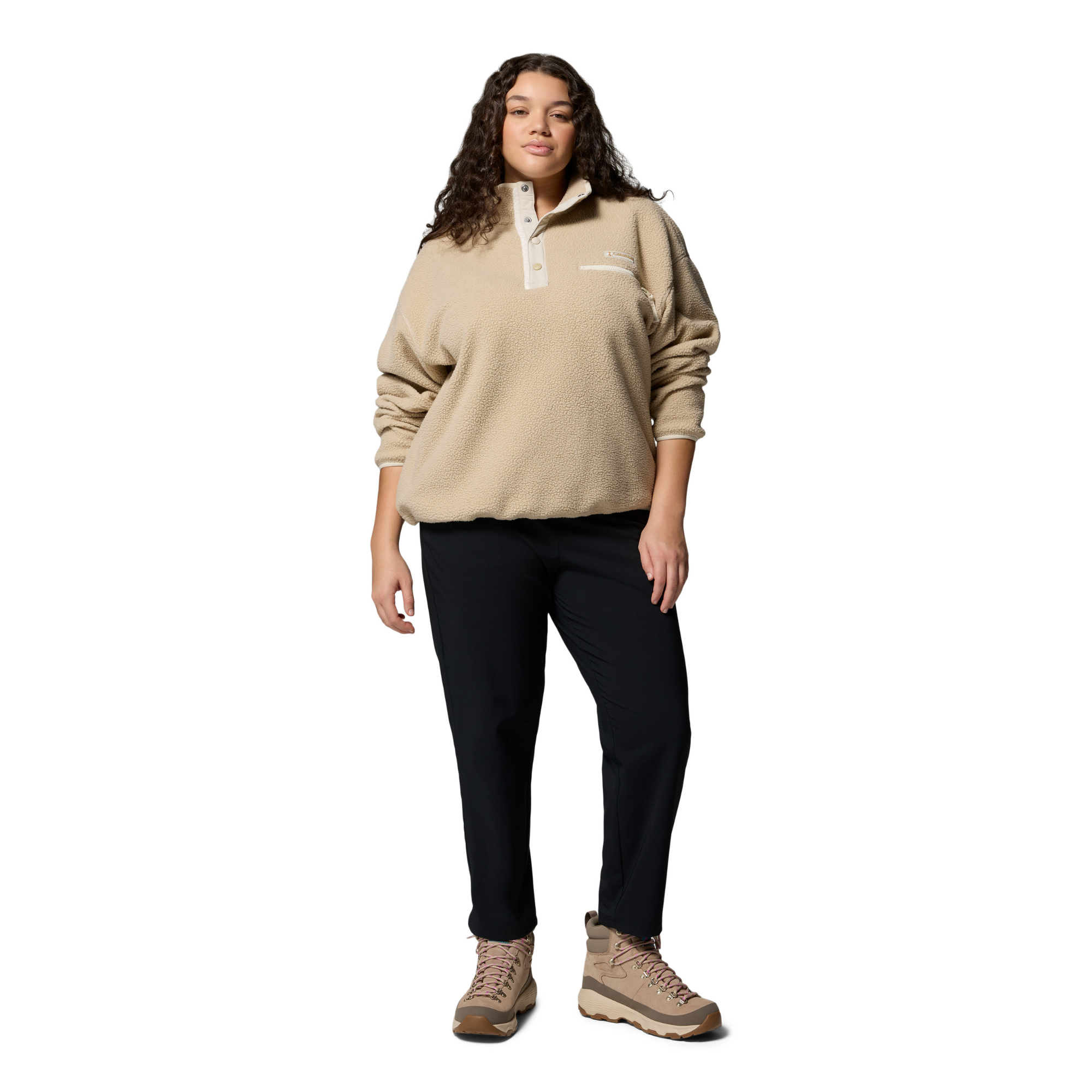 Columbia Women's Helvetia II Cropped Sherpa Half Snap Fleece (Ancient Fossil/Dark Stone/Chalk)