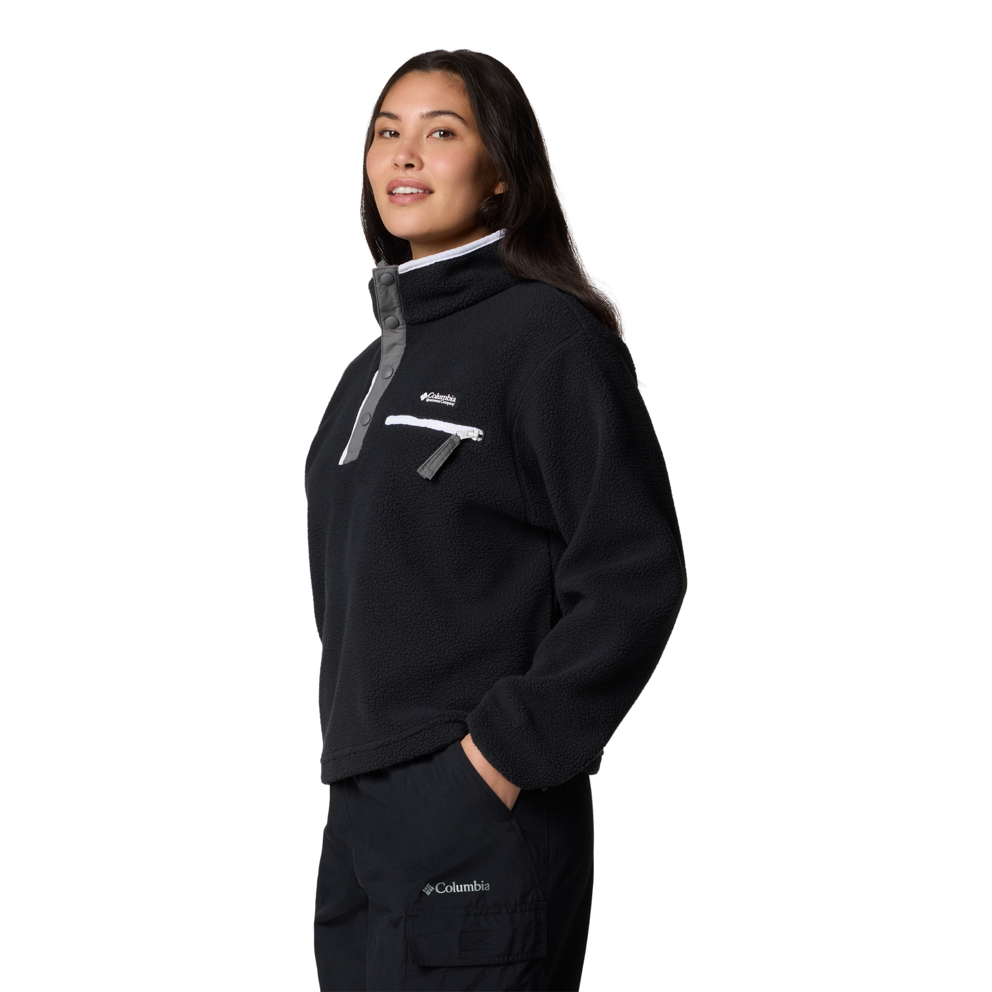 Columbia Women's Helvetia II Cropped Sherpa Half Snap Fleece Black 008 2092231
