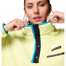 Load image into Gallery viewer, Columbia Women's Helvetia II Cropped Sherpa Half Snap Fleece (Citron Haze/Black/Compass Blue)