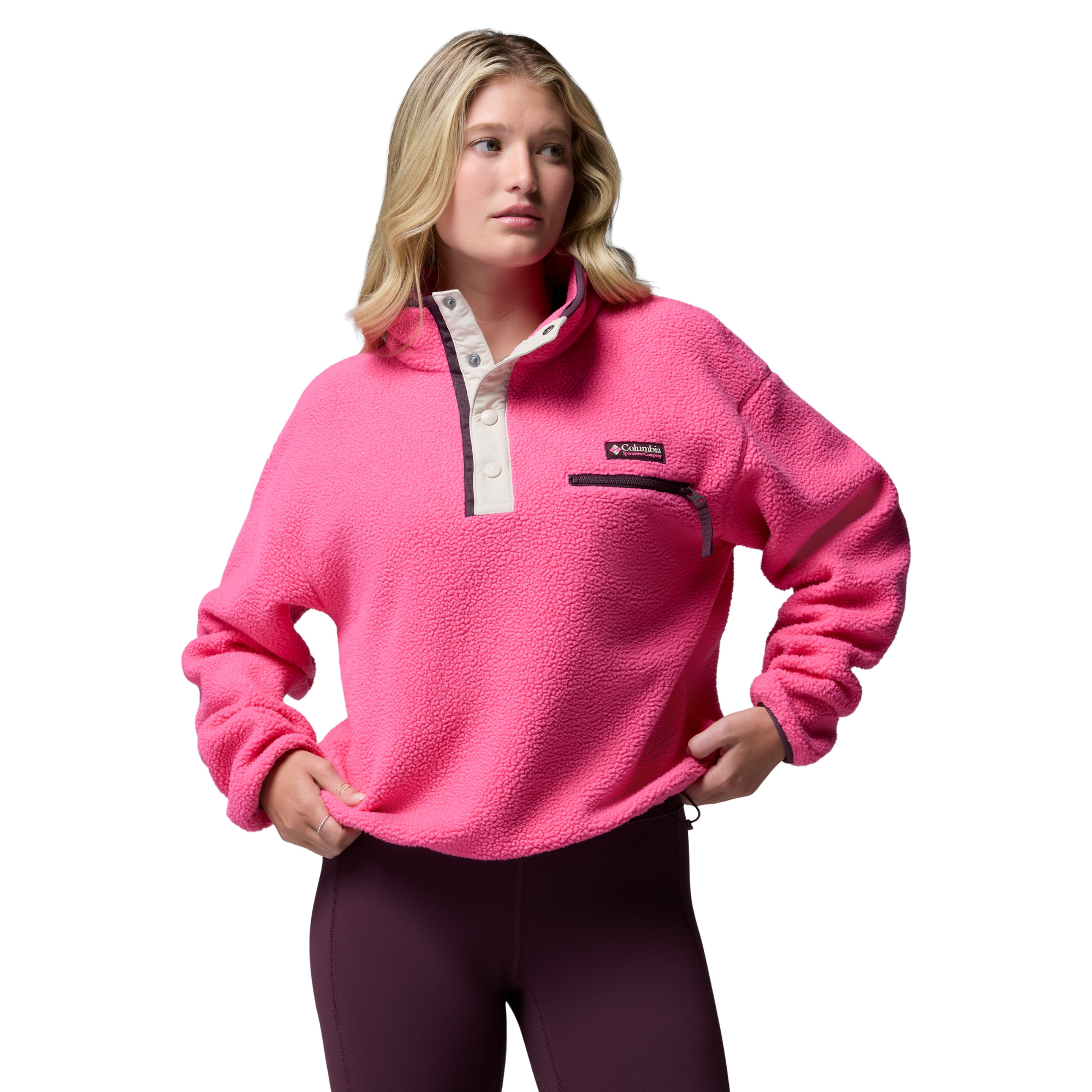 Columbia Women's Helvetia II Cropped Sherpa Half Snap Fleece Nico Dark Stone 657 2092231