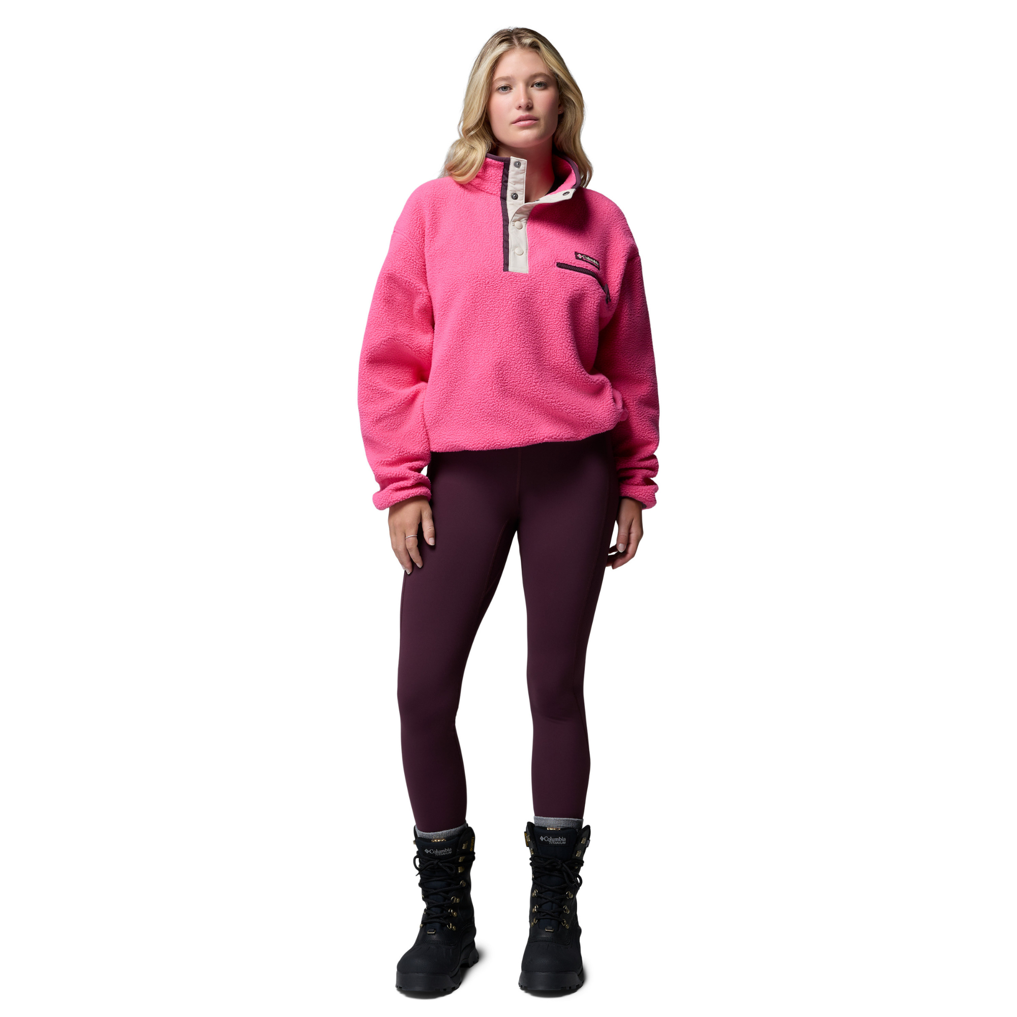 Columbia Women's Helvetia II Cropped Sherpa Half Snap Fleece Nico Dark Stone 657 2092231