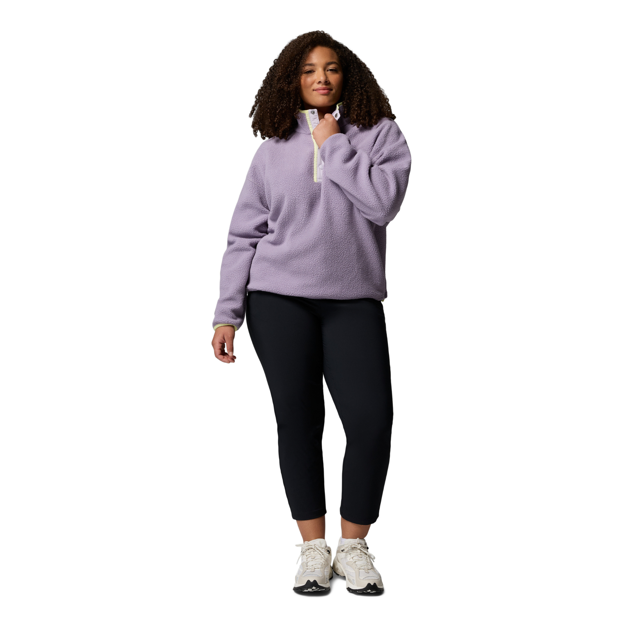 Columbia Women's Helvetia II Cropped Sherpa Half Snap Fleece (Shale Purple/Lavender Pearl/Citron Haze)