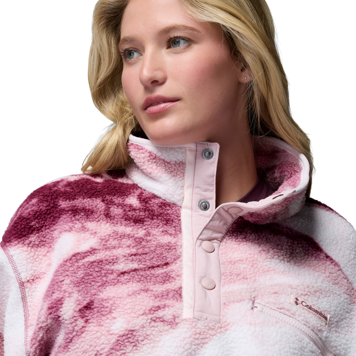 Columbia Women's Helvetia II Printed Cropped Half Snap Fleece Top Antique Mauve Summits 553 2098501