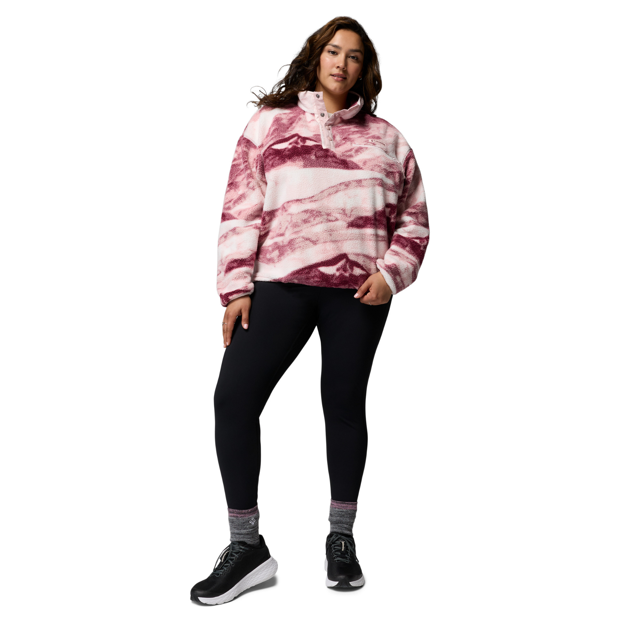 Columbia Women's Helvetia II Printed Cropped Half Snap Fleece Top Antique Mauve Summits 553 2098501