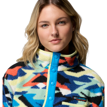 Load image into Gallery viewer, Columbia Women's Helvetia II Printed Cropped Half Snap Fleece Top (Compass Blue Reflections/Compass Blue)