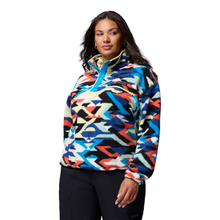 Load image into Gallery viewer, Columbia Women's Helvetia II Printed Cropped Half Snap Fleece Top (Compass Blue Reflections/Compass Blue)