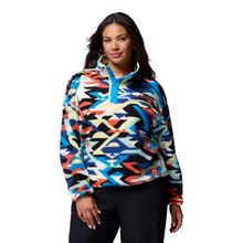 Load image into Gallery viewer, Columbia Women's Helvetia II Printed Cropped Half Snap Fleece Top (Compass Blue Reflections/Compass Blue)