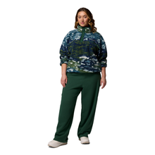 Load image into Gallery viewer, Columbia Women's Helvetia II Printed Cropped Half Snap Fleece Top (Everblue Sisters/Rain Forest)