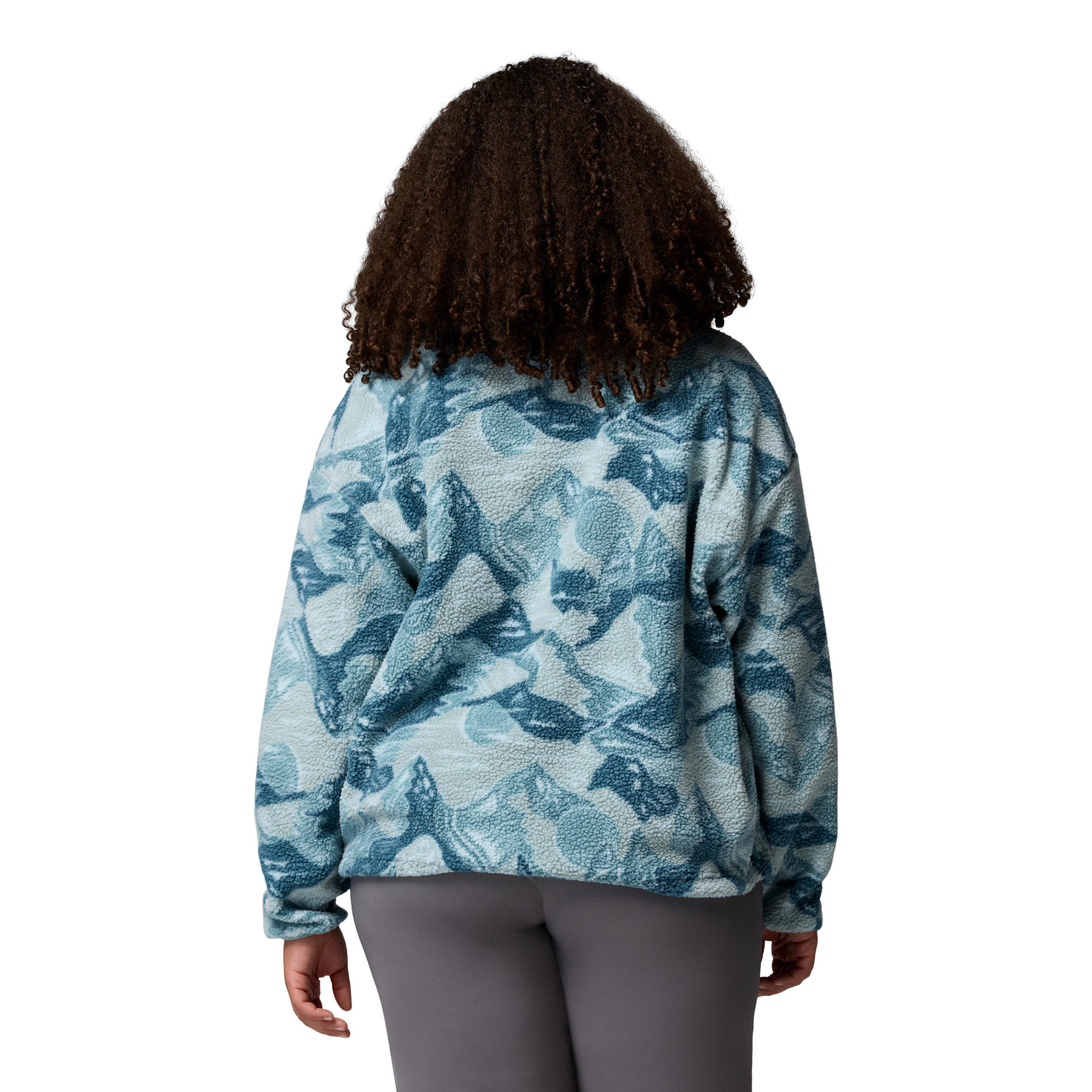 Columbia Women's Helvetia II Printed Cropped Half Snap Fleece Top (Marine Light/Sunscape)