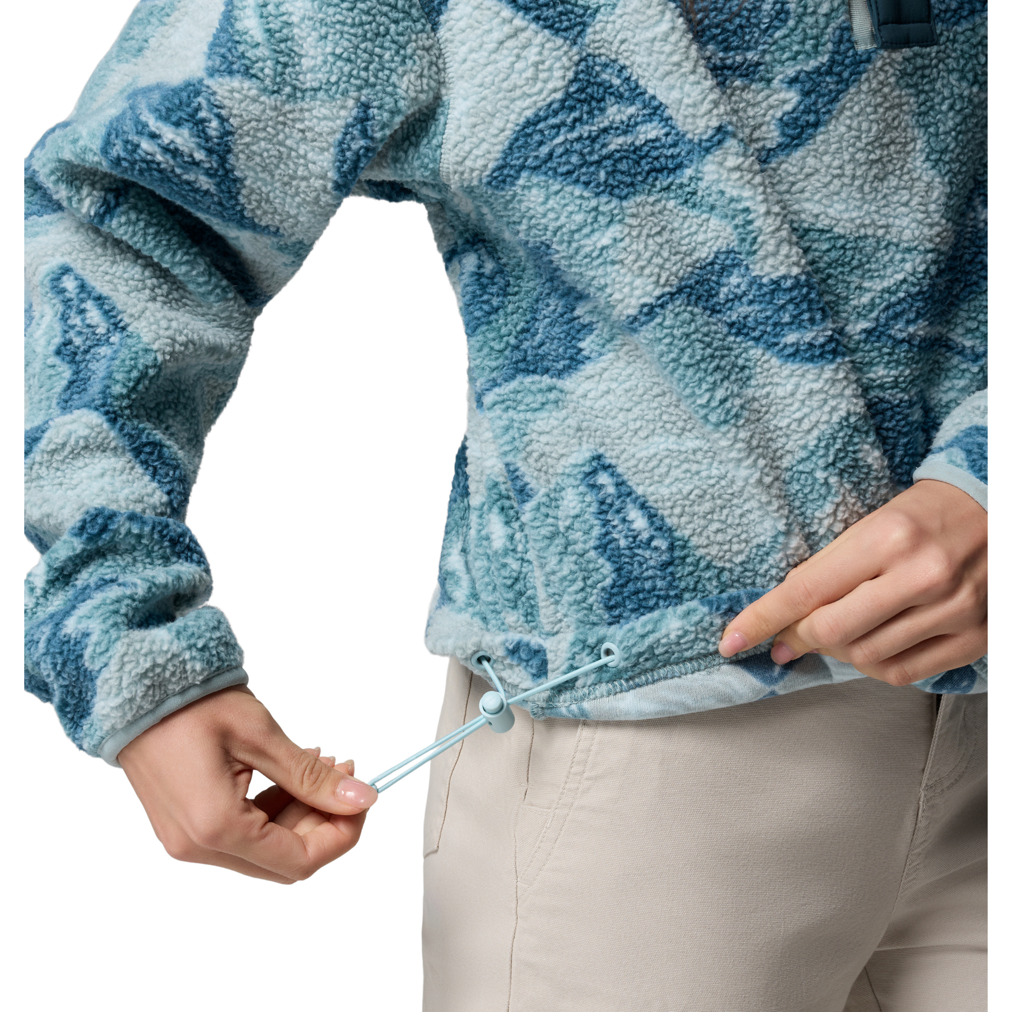 Columbia Women's Helvetia II Printed Cropped Half Snap Fleece Top (Marine Light/Sunscape)