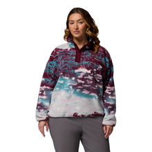 Load image into Gallery viewer, Columbia Women's Helvetia II Printed Cropped Half Snap Fleece Top (Rich Wine Sisters/Rich Wine)