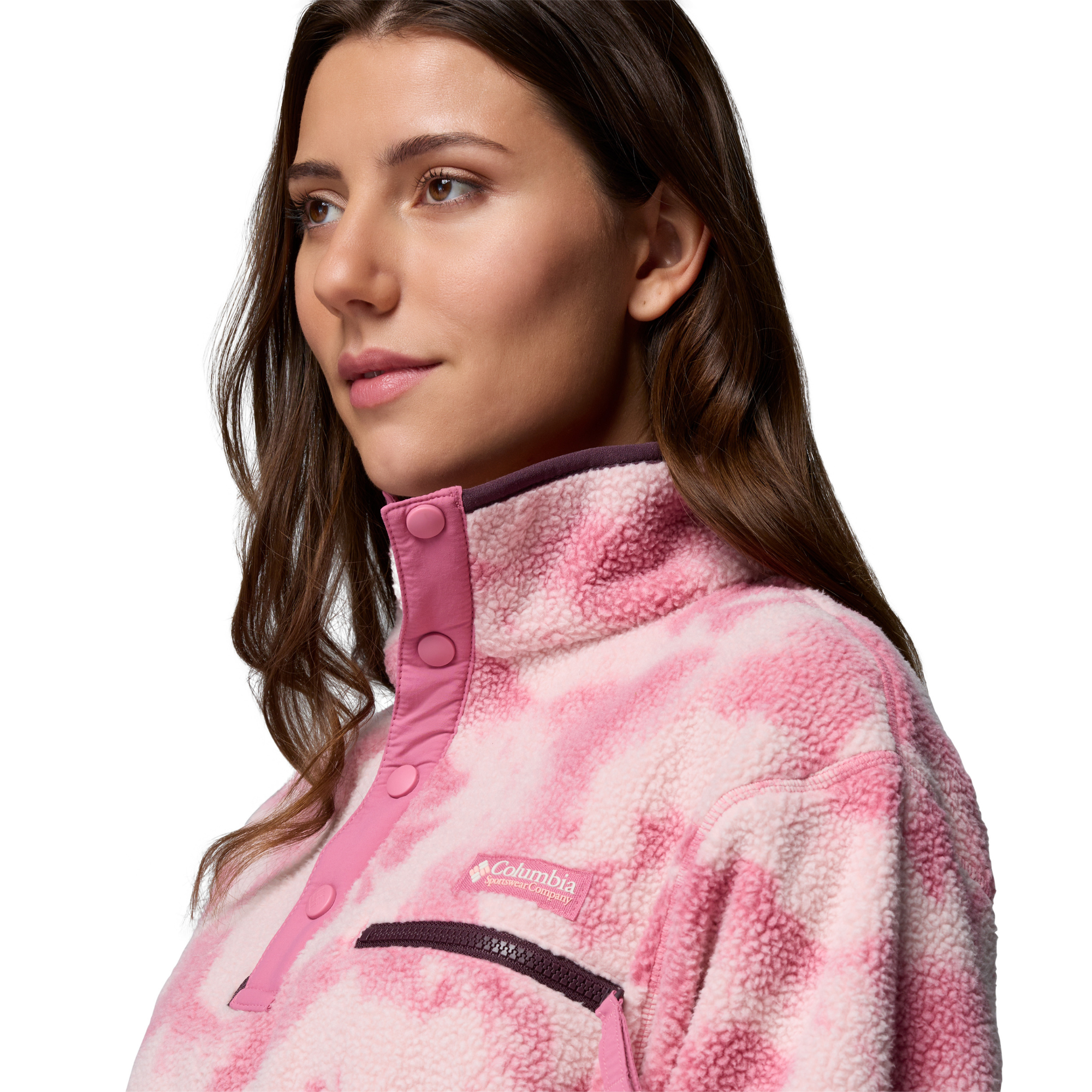 Columbia Women's Helvetia II Printed Cropped Half Snap Fleece Top (Rosette/Sprayflower)