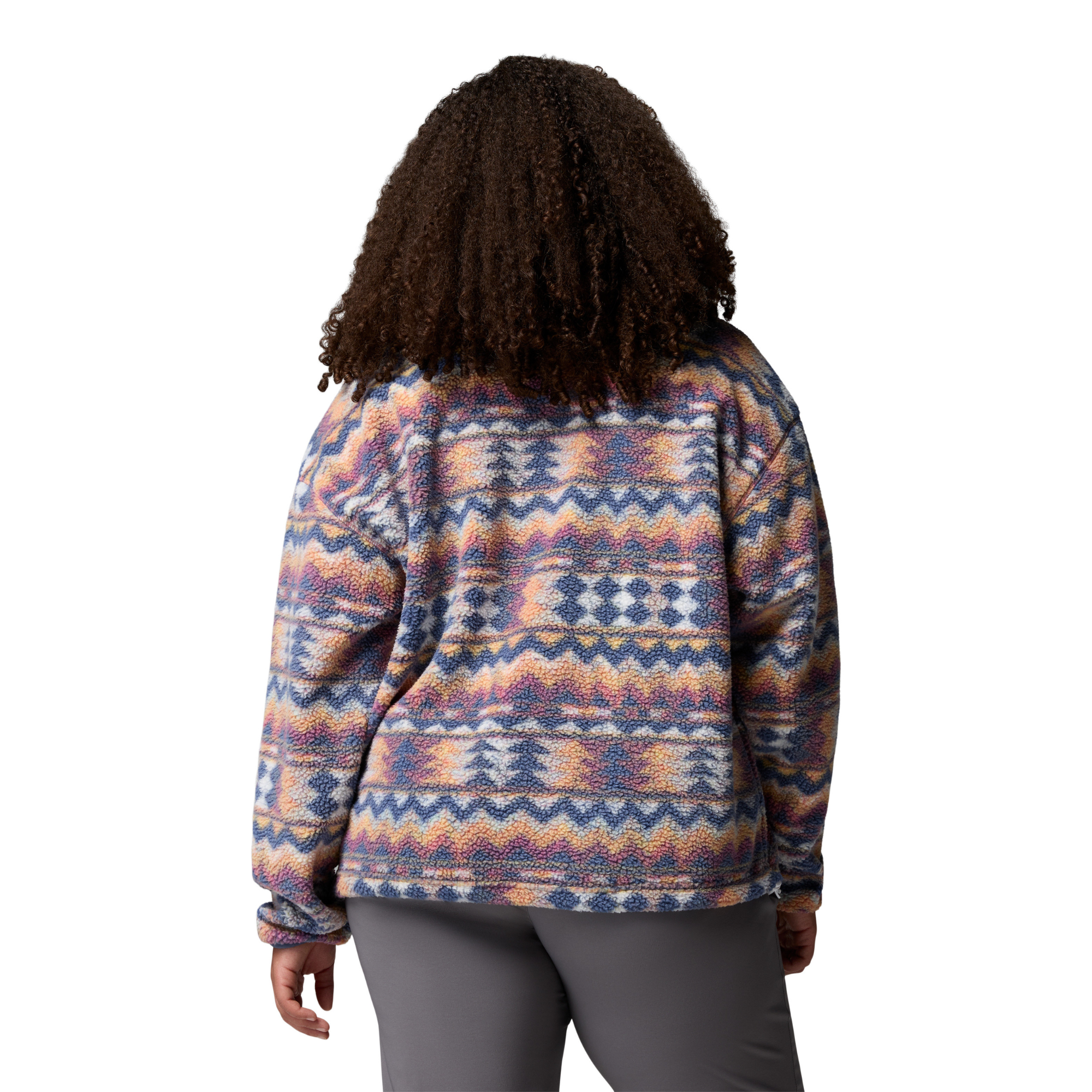 Columbia Women's Helvetia II Printed Cropped Half Snap Fleece Top (Sea Salt/Retrotree)