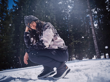 Load image into Gallery viewer, Columbia Women's Helvetia II Printed Cropped Half Snap Fleece Top (Shale Purple Sisters/Shale Purple)