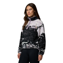 Load image into Gallery viewer, Columbia Women's Helvetia II Printed Cropped Half Snap Fleece Top (Shale Purple Sisters/Shale Purple)