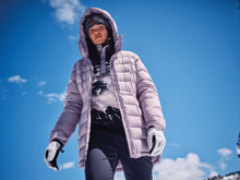 Load image into Gallery viewer, Columbia Women's Helvetia II Printed Cropped Half Snap Fleece Top (Shale Purple Sisters/Shale Purple)