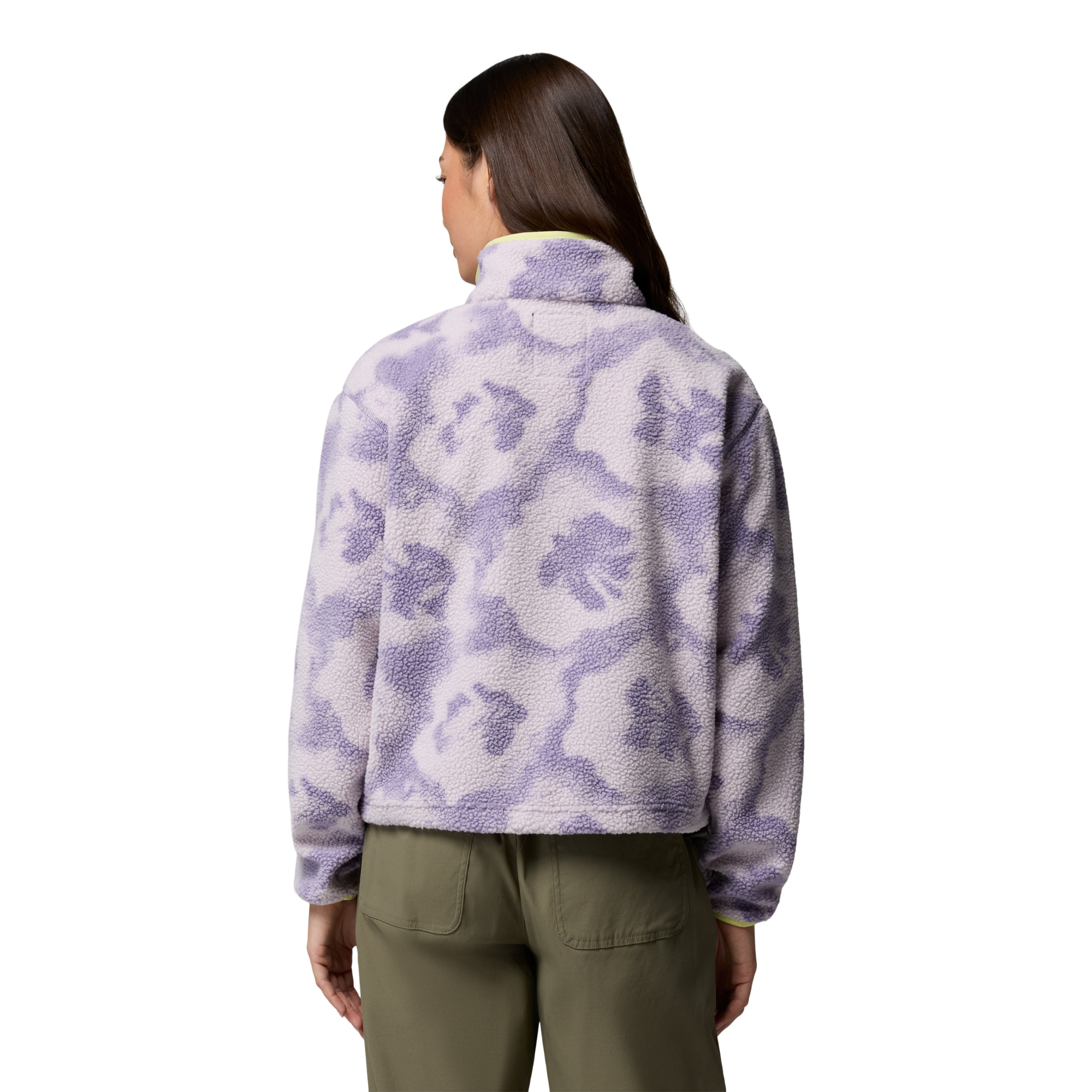 Columbia Women's Helvetia II Printed Cropped Half Snap Fleece Top (Stormwatch/Sprayflower)