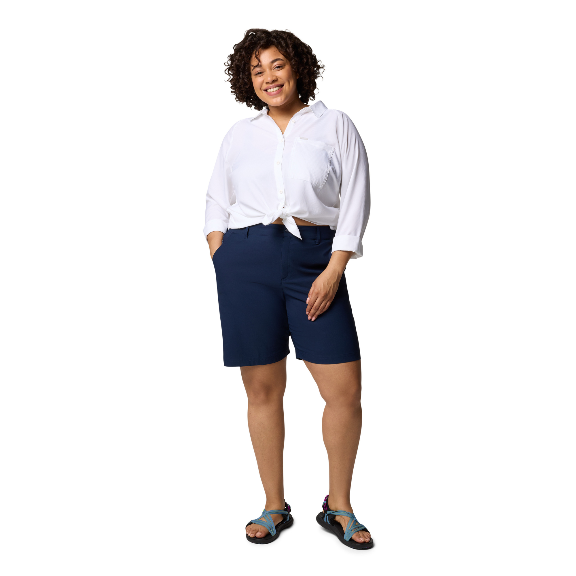 Columbia Women's Leslie Falls II Long Shorts (9in)(Collegiate Navy)