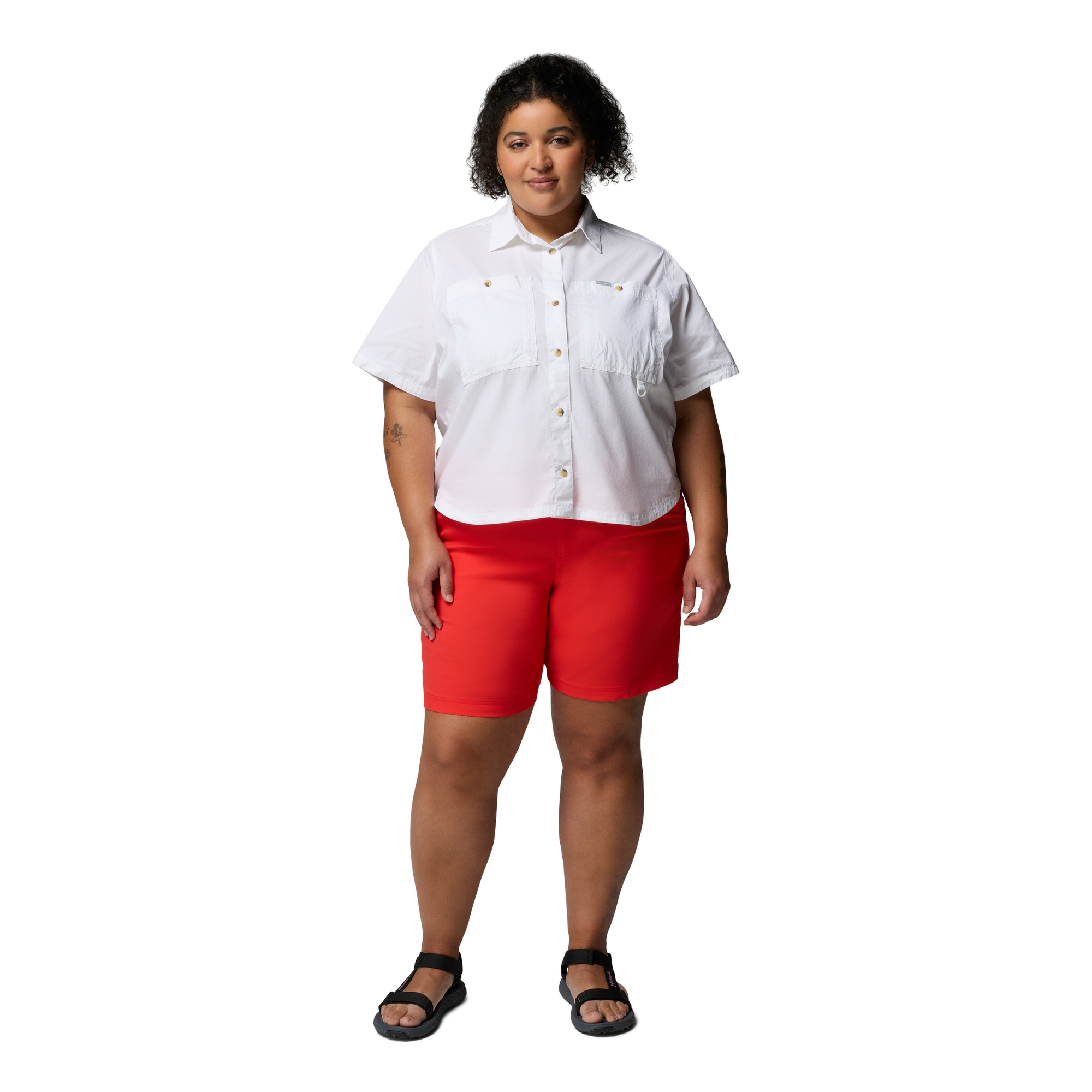 Columbia Women's Leslie Falls II Long Shorts (Poppy Red)(9in)