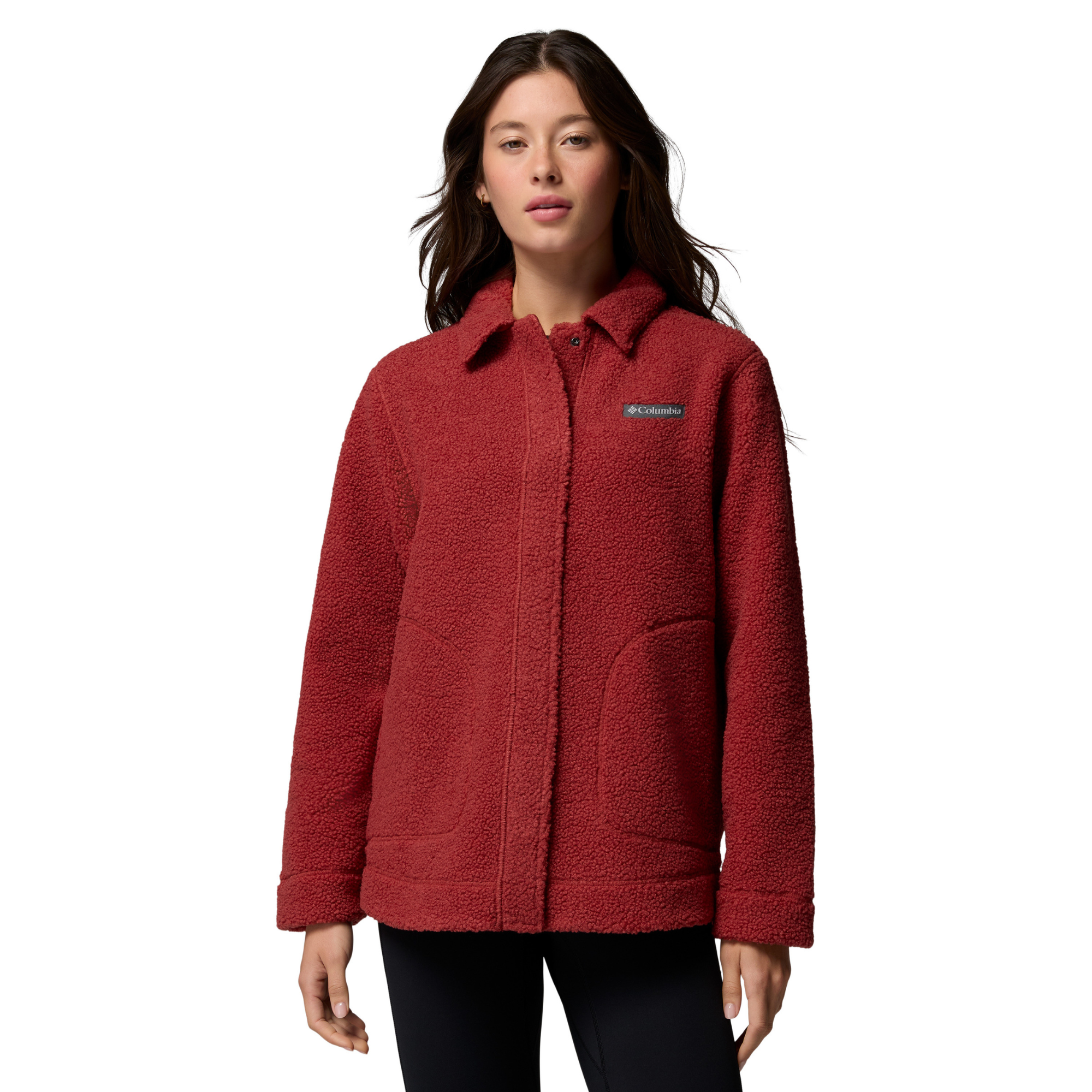 Columbia Women's Panorama Sherpa Fleece Shirt Jacket Red Oxide 632 2173692