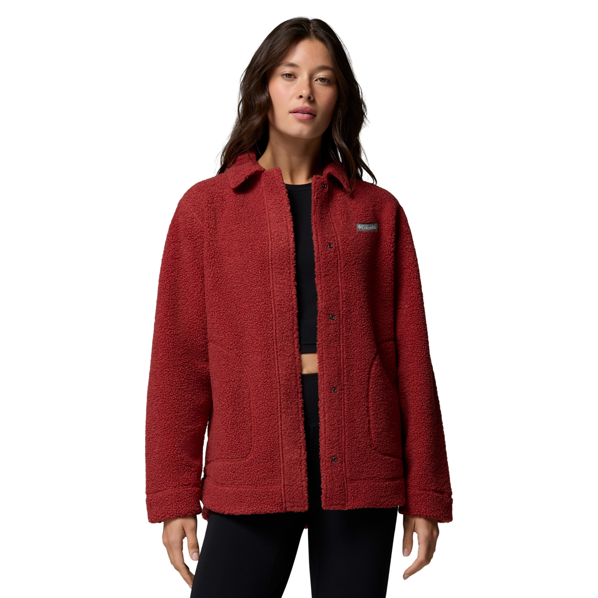 Columbia Women's Panorama Sherpa Fleece Shirt Jacket Red Oxide 632 2173692