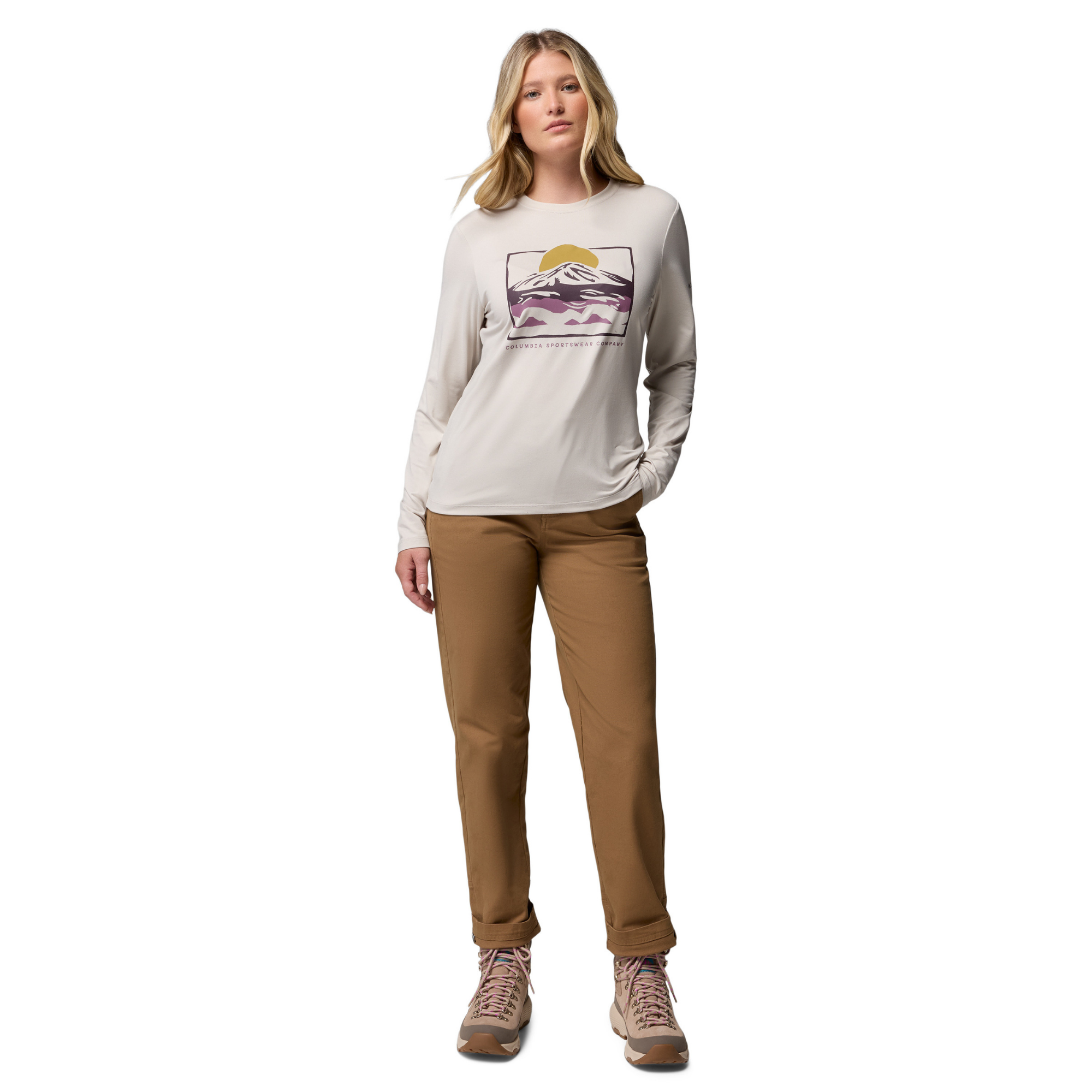 Columbia Women's Parsons Point Long Sleeve Graphic Tee Dark Stone Heather All Terrain 278 2172711