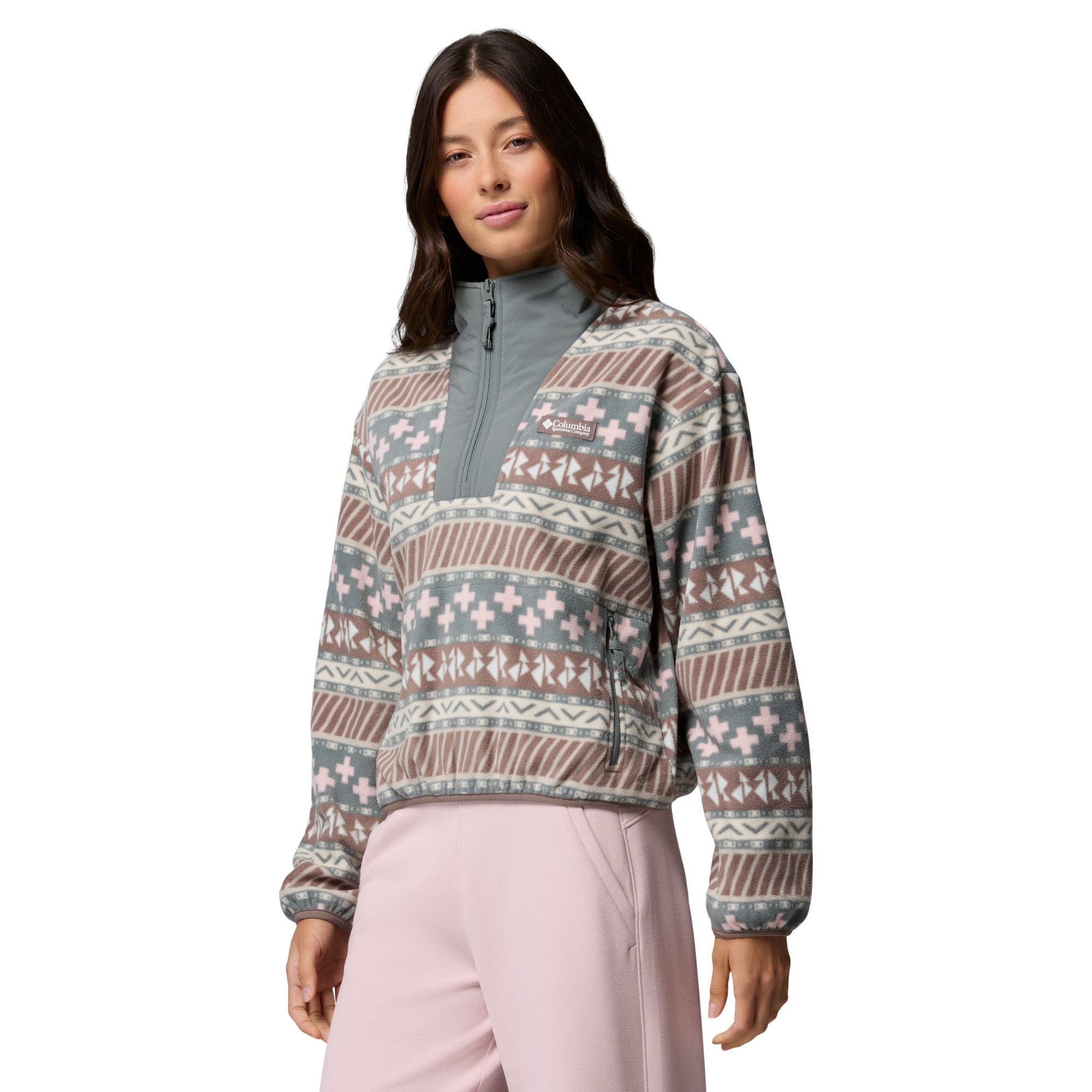Columbia Women's Sequoia Grove II Printed Half Zip Fleece Top Iron Wizard Island 254 2173781