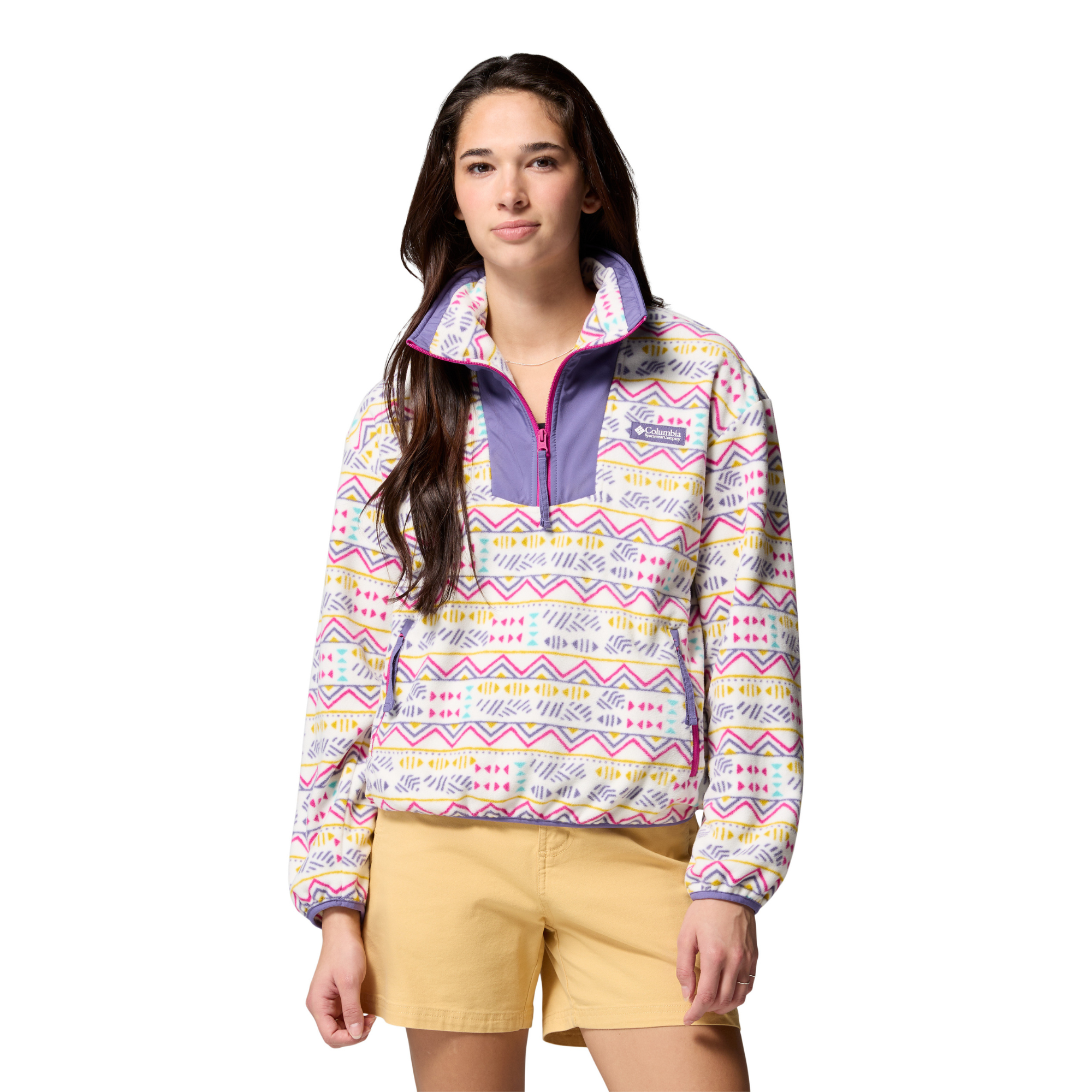 Columbia Women's Sequoia Grove Printed Half Zip Fleece Top (Sea Salt/Horizons)