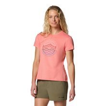 Load image into Gallery viewer, Columbia Women's Sloan Ridge Graphic Short Sleeve Technical Tee (Alpenglow/Find Your Trail)