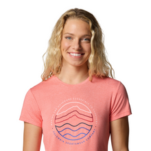 Load image into Gallery viewer, Columbia Women's Sloan Ridge Graphic Short Sleeve Technical Tee (Alpenglow/Find Your Trail)