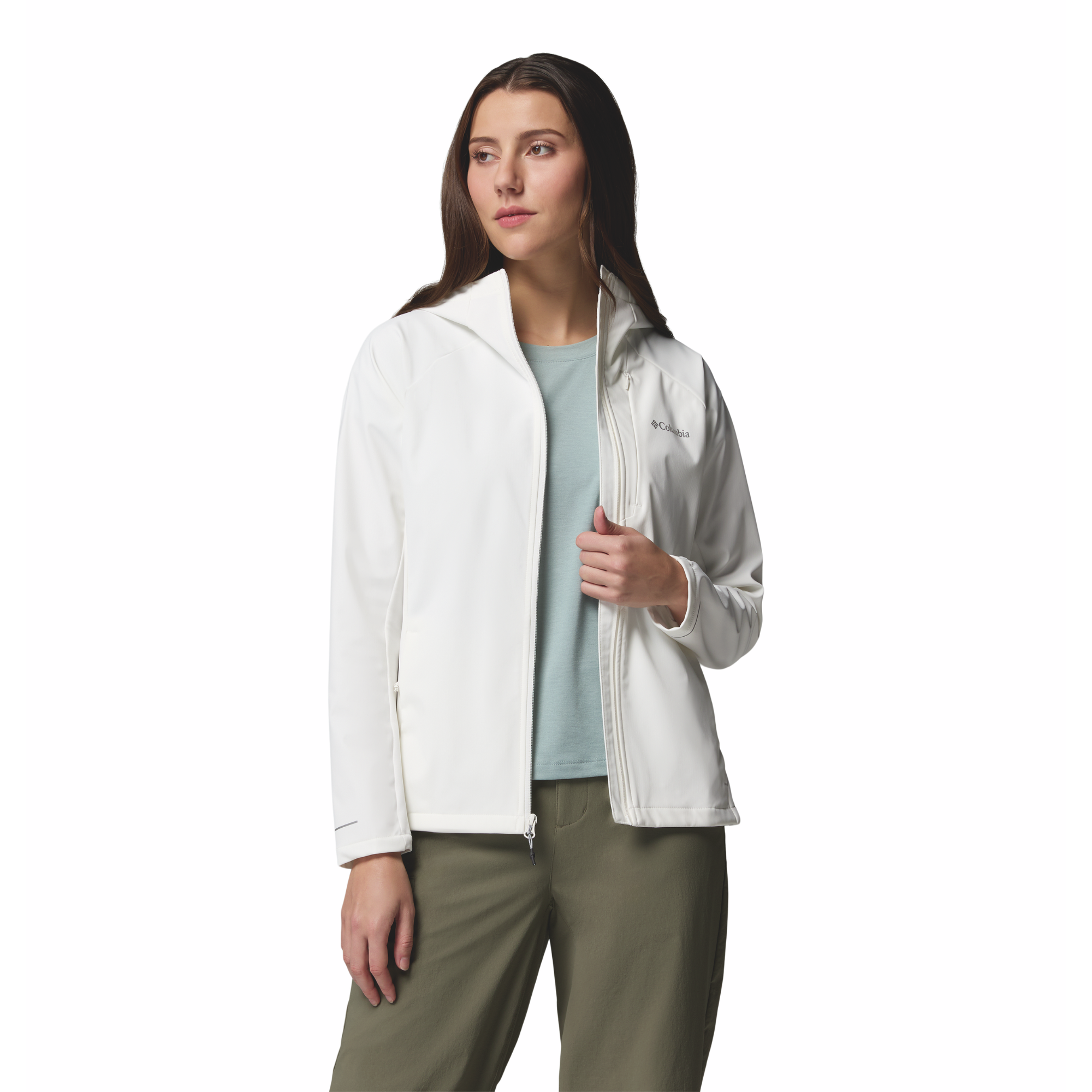 Columbia Women's Trailborne Hooded Softshell Jacket (Sea Salt)
